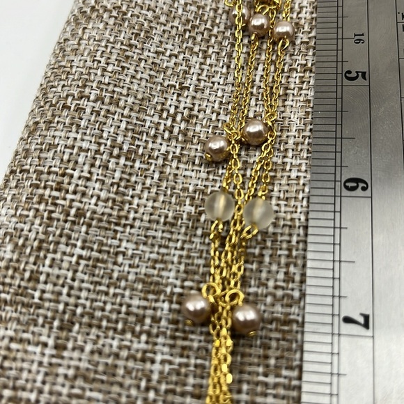 🌟 Elegant Gold-Tone Napier-Inspired Drape Necklace with Pearl Accents - Picture 8 of 14